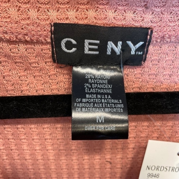 CENY Rose White Colorblock Waffle Knit Pullover V-Neck Sweater Medium NWT - Picture 3 of 6